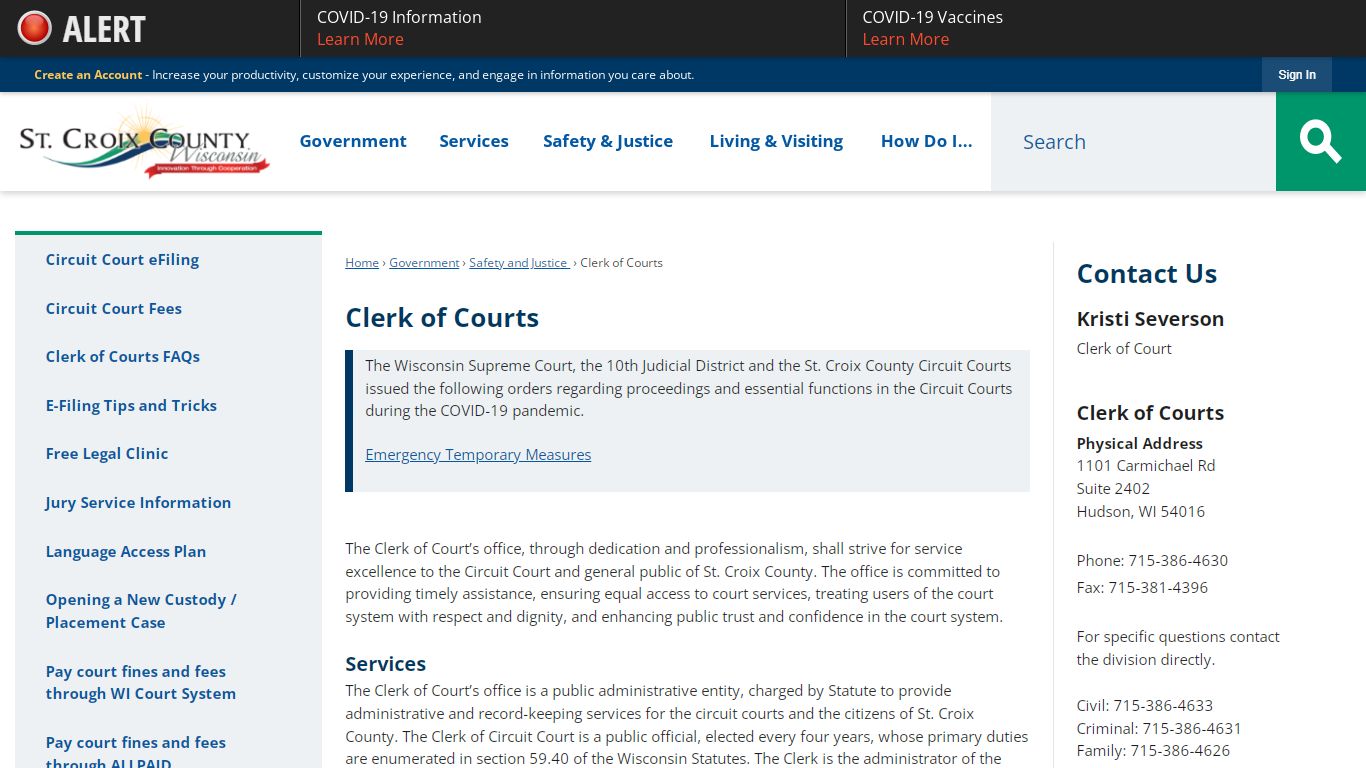 Clerk of Courts | St. Croix County, WI