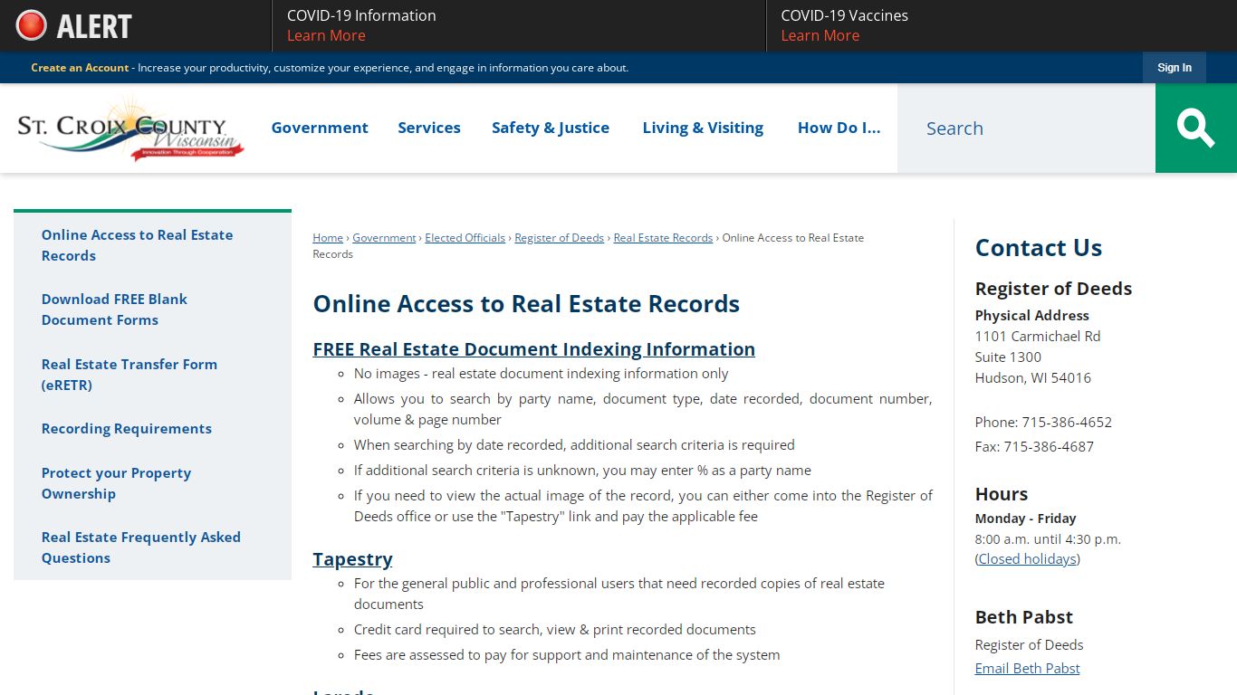 Online Access to Real Estate Records | St. Croix County, WI